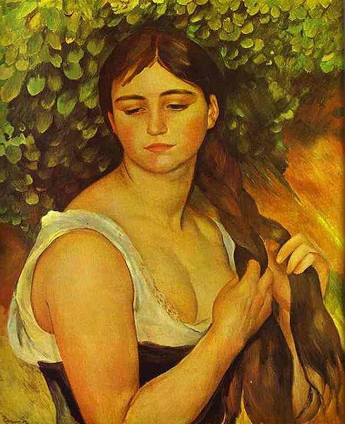 Pierre Auguste Renoir Girl Braiding Her Hair